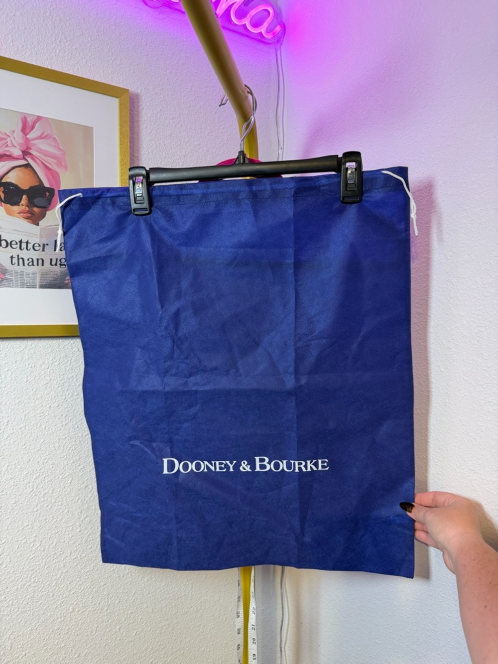 Dooney & Bourke Navy Blue Logo Drawstring Dust Bag